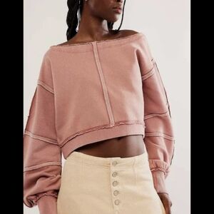 FREE PEOPLE | Dusty Pink Cropped Sweatshirt